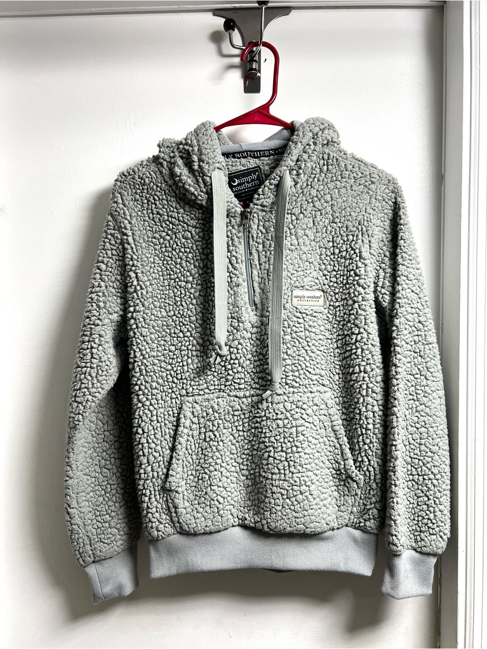 Simply Southern Sherpa Half-Zip Hoodie - Light Gray